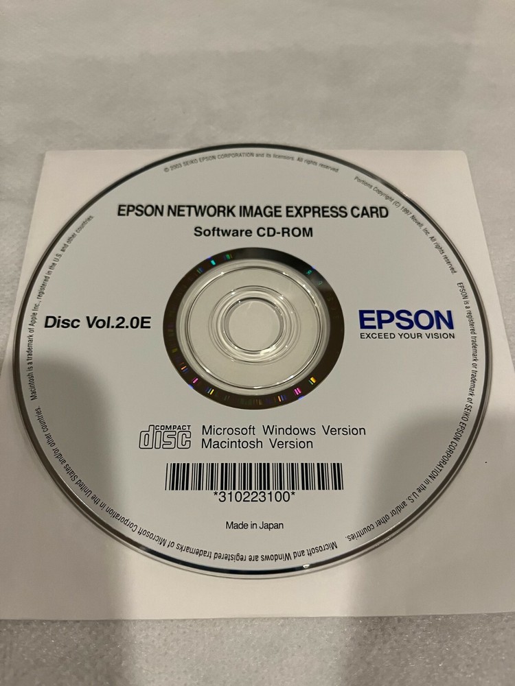 Epson Network Image Express Card Software CD-ROM Disc Vol.2.0E for Windows & MAC