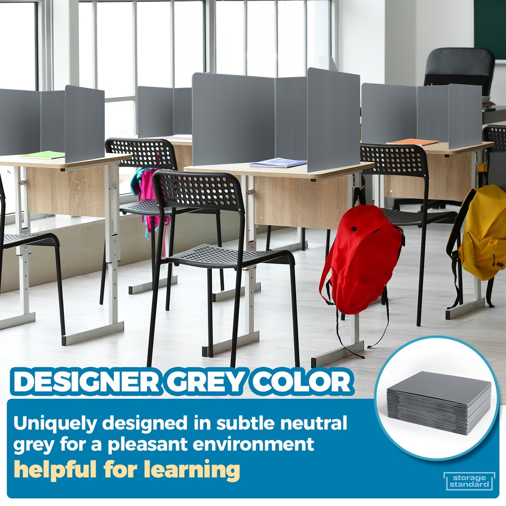 20-Pack Grey Desk Dividers for Students Classroom Plastic Privacy Shield Divider