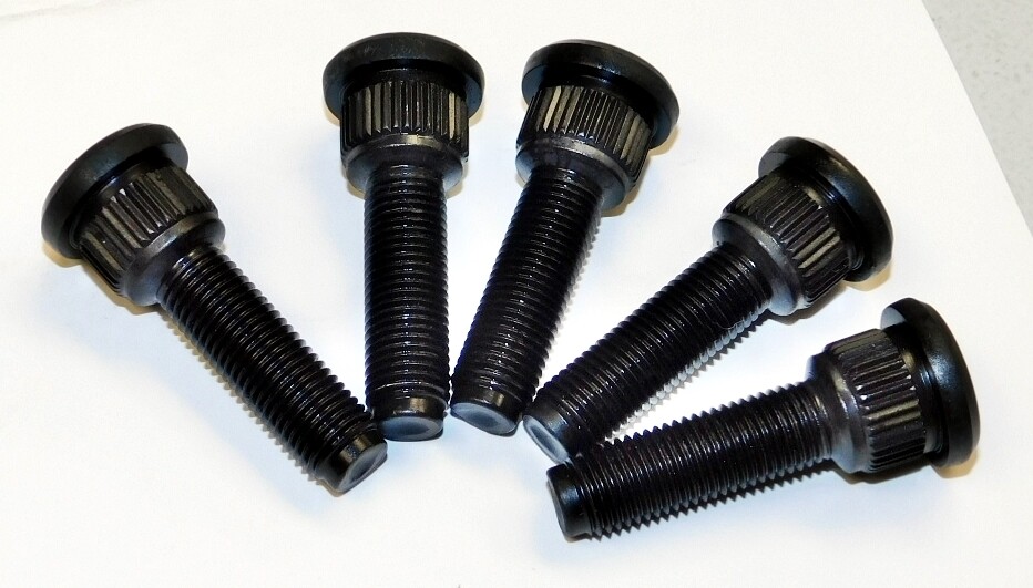 1/2" fine thread short wheel studs - .685" knurl size 5 pak  new