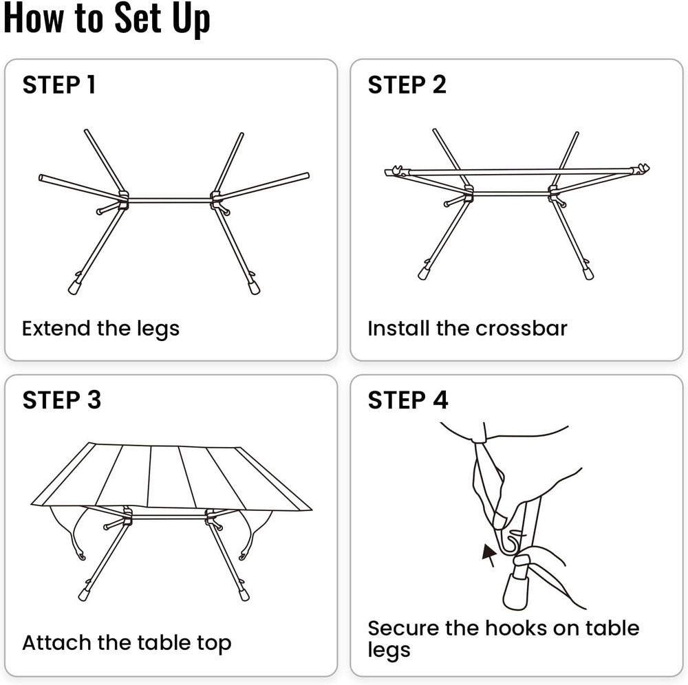VENTARA Camping Table Ultralight Foldable Table Sturdy & Quick Setup Weighs Only