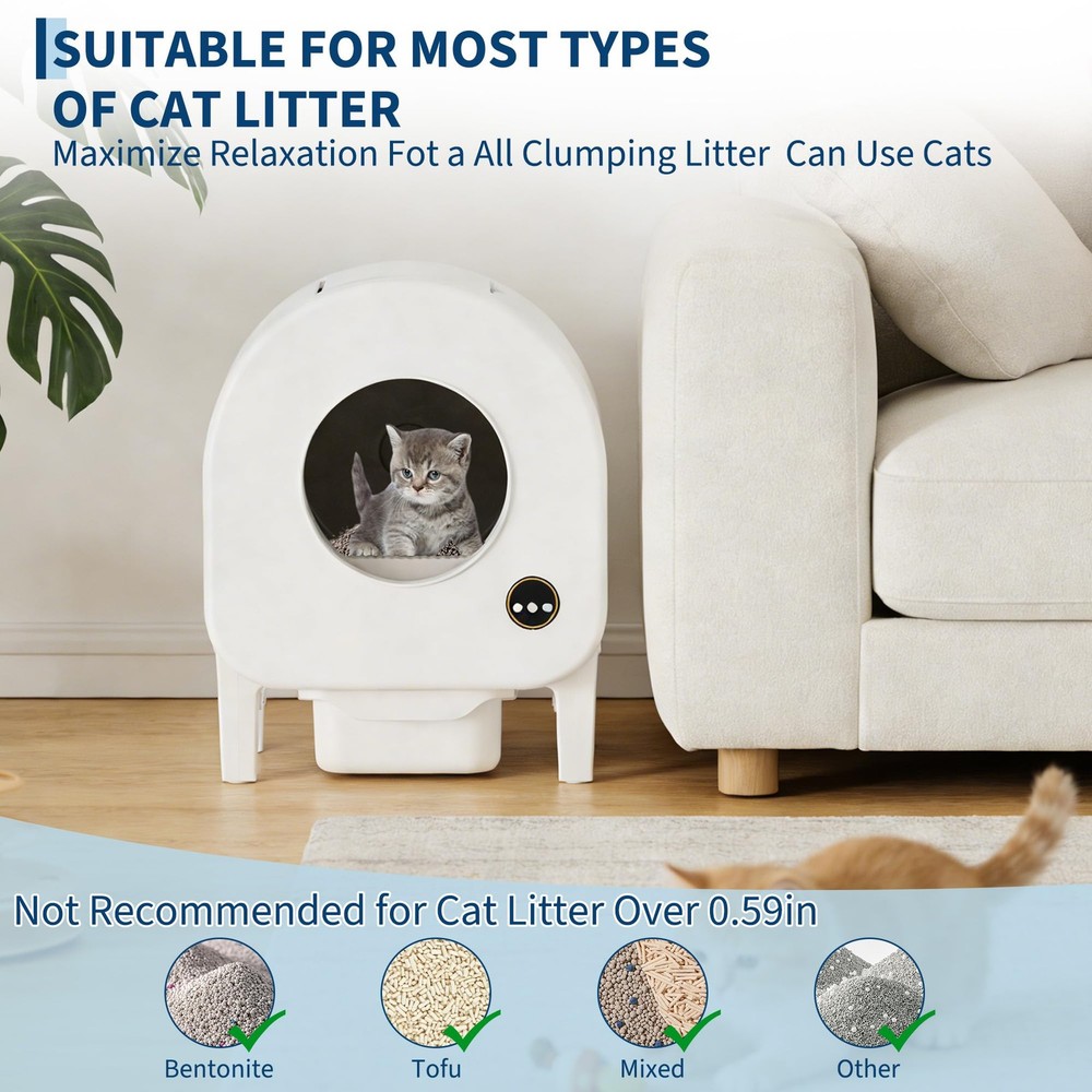 Self Cleaning Litter Box for Multiple Cats, Automatic Cat Litter Box App Control