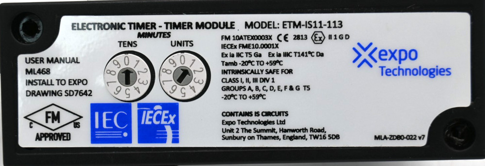 EXPO TECHNOLOGIES ETM-IS11-113 AGE-GE00-172 ELECTRONIC TIMER/MODULE