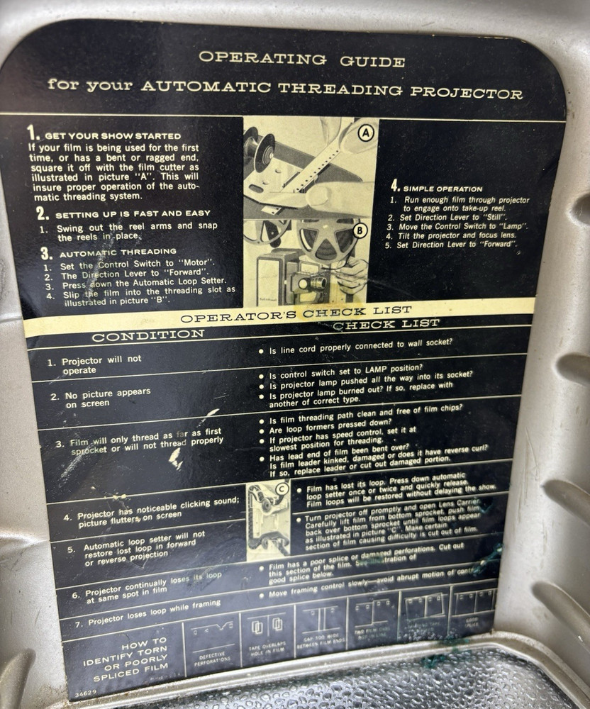 autoload bell and howell vintage self loading projector Untested
