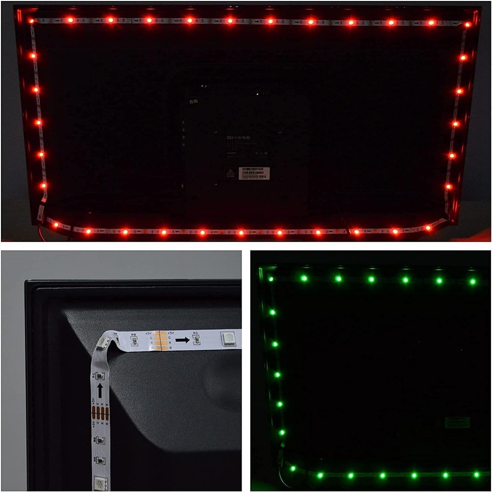 Black 9.8ft LED Backlight Strip Light With APP Remote Control RGB Color Changing
