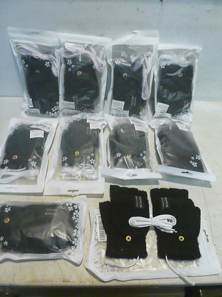 10x Pairs USB Powered Heated Gloves Full & Half Finger Black