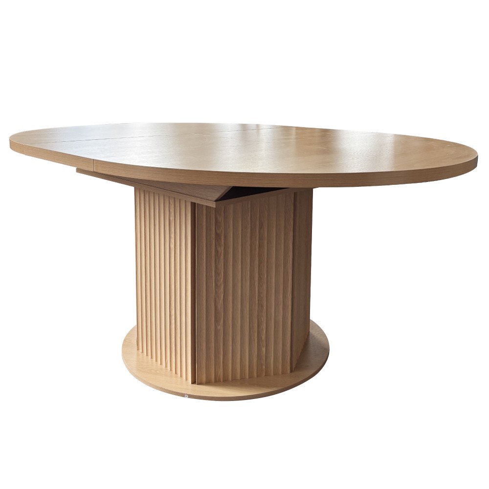 Round Extendable Dining Table for 6 MDF Wooden Kitchen Table with Hexagonal