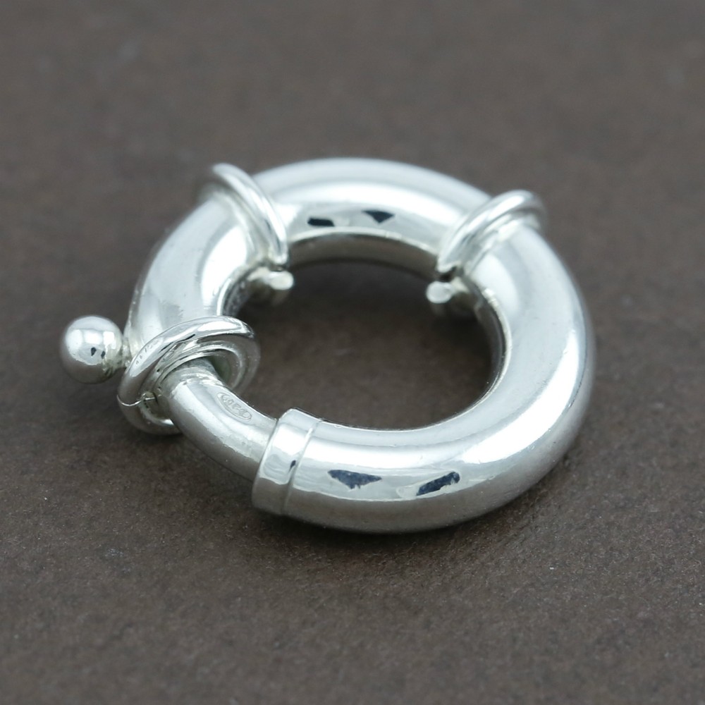 925 Solid Sterling Silver Large Bolt Ring 16mm Italy Made