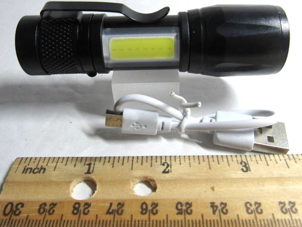 Mini USB charged pocket flashlight, 5 FUNCTIONS, LIGHTWEIGHT, DURABLE, BRIGHT