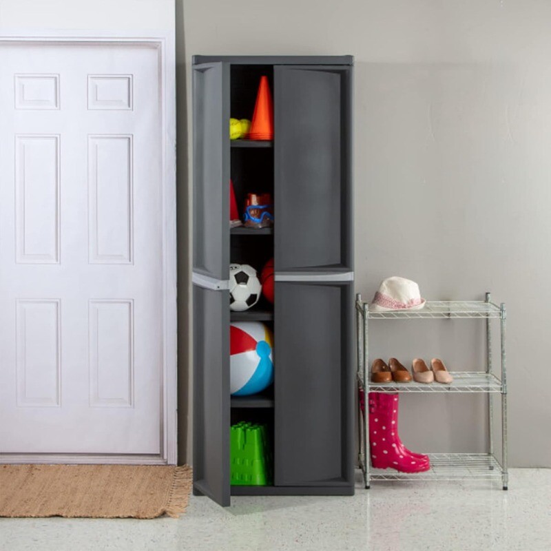 ISterilite Storage Cabinet,Rugged Garage Organizer+Double Doors,Adjustable