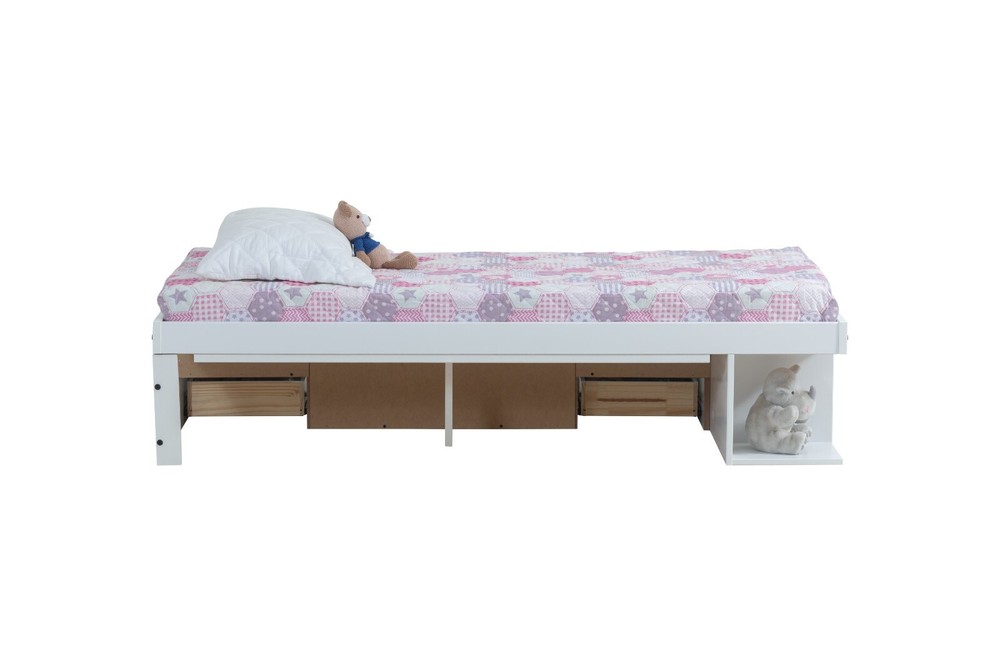 Memomad Bali Bed - Twin Size Storage Platform Bed Frame with Drawers (White)