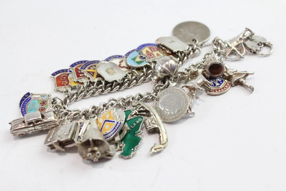 Mixed Grade Silver Charm Bracelet Souvenir Coin Novelty  (74g)