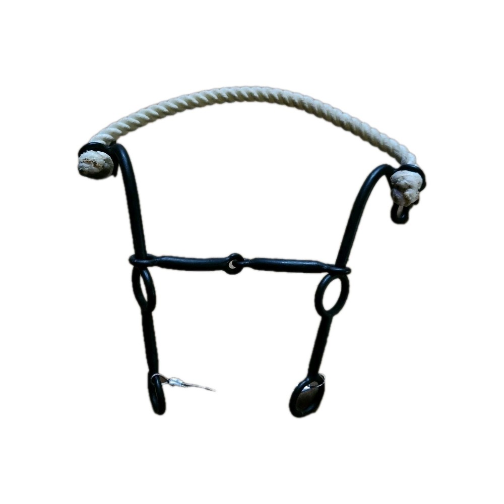 Western Black Iron Smooth Snaffle Rope Nose Gag Combo Bit