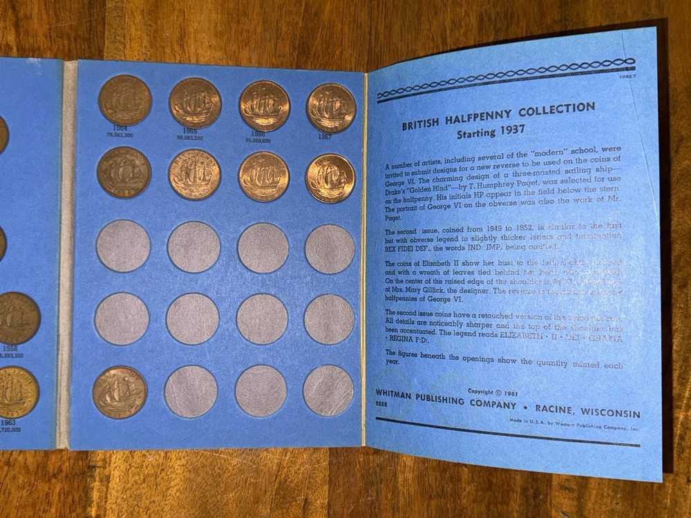 Great Britain Half Pennie Whitman Folder 1937-1967