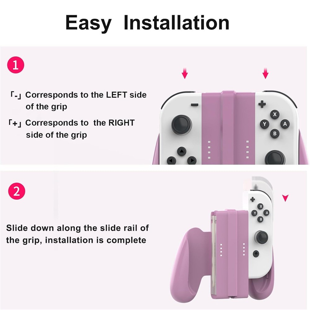 Purple Ergonomic Controller Handle Comfort Grip for Switch Joy Con Controller