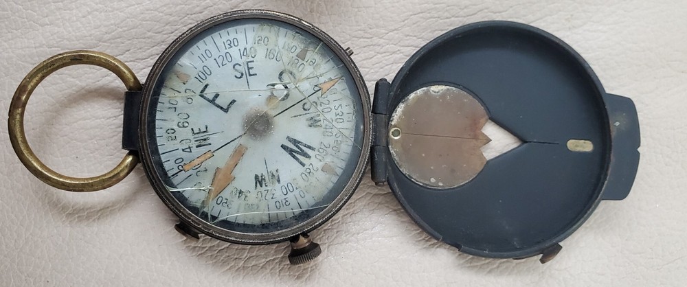 ANTIQUE COMPASS PAIR Brass 1920's U.S. Engr Corps Plan Ltd & Marble's Gladstone