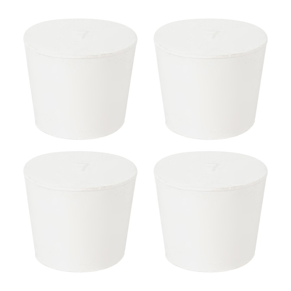 4Pcs Solid Rubber Stoppers White 7# Tapered Lab Plugs 37x29x30mm