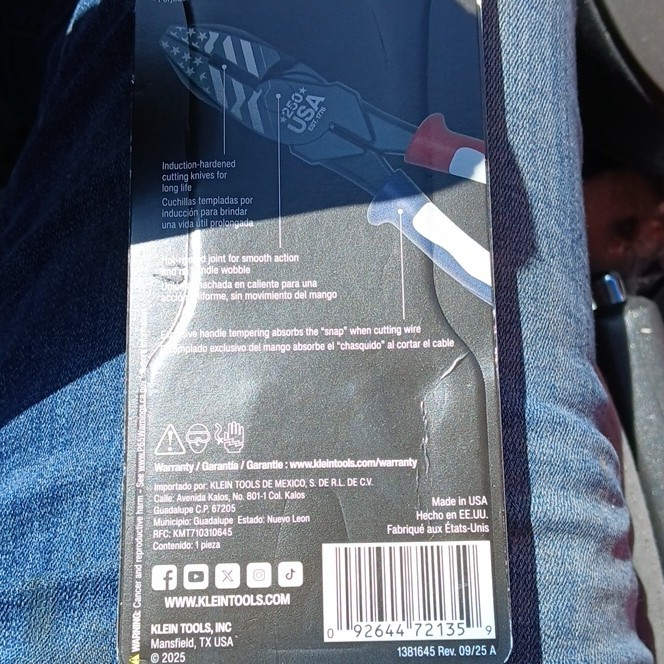 Klein Tools 250th Anniversary Cable Cutter 23cm Red White Blue Handle