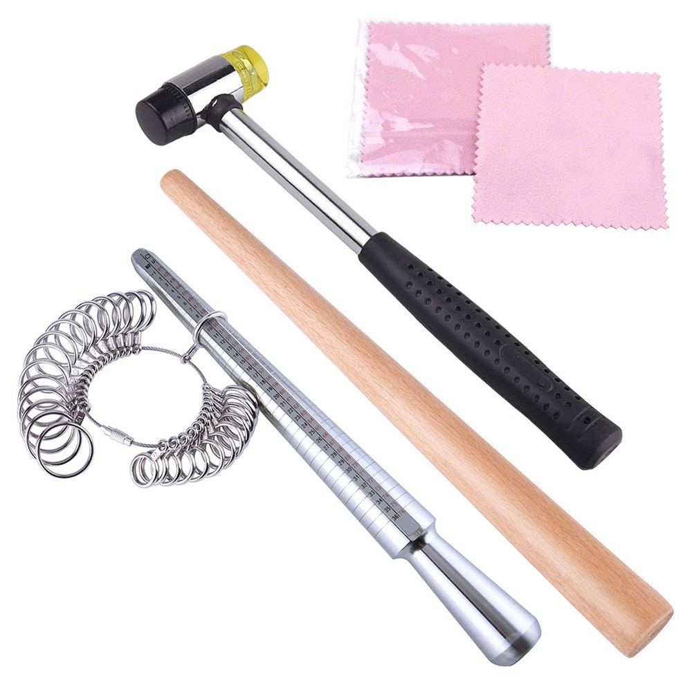 KUUQA Metal Ring Mandrel Sizer, Sizer Gauge Set, Rubber 6 Pcs