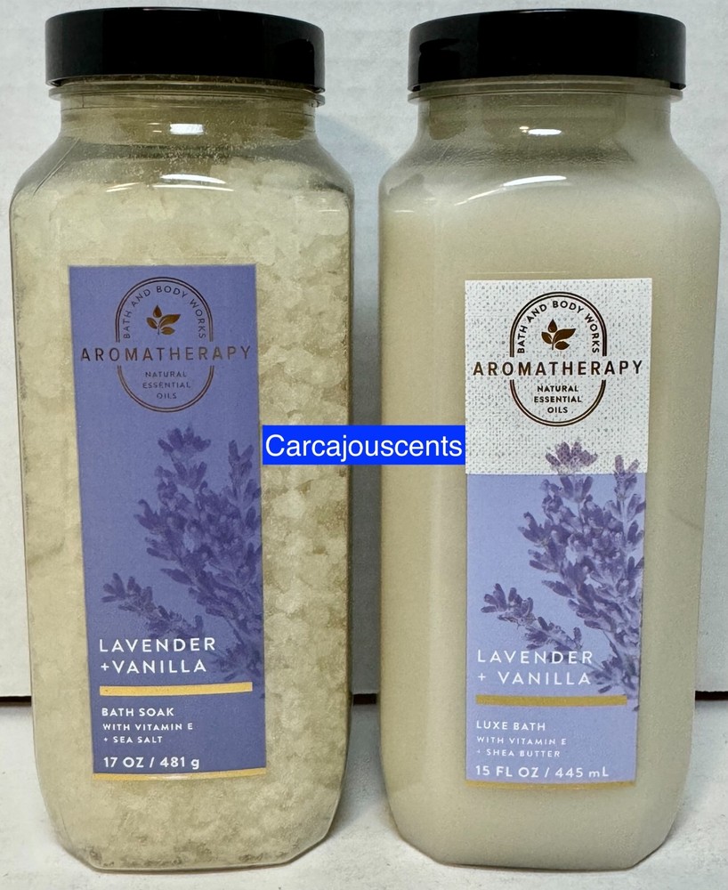 Bath & Body Works Aromatherapy Lavender + Vanilla Bath Soak Salts & Luxe Bath