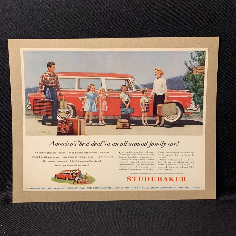 Vintage 1955 Studebaker station wagon advertisement￼