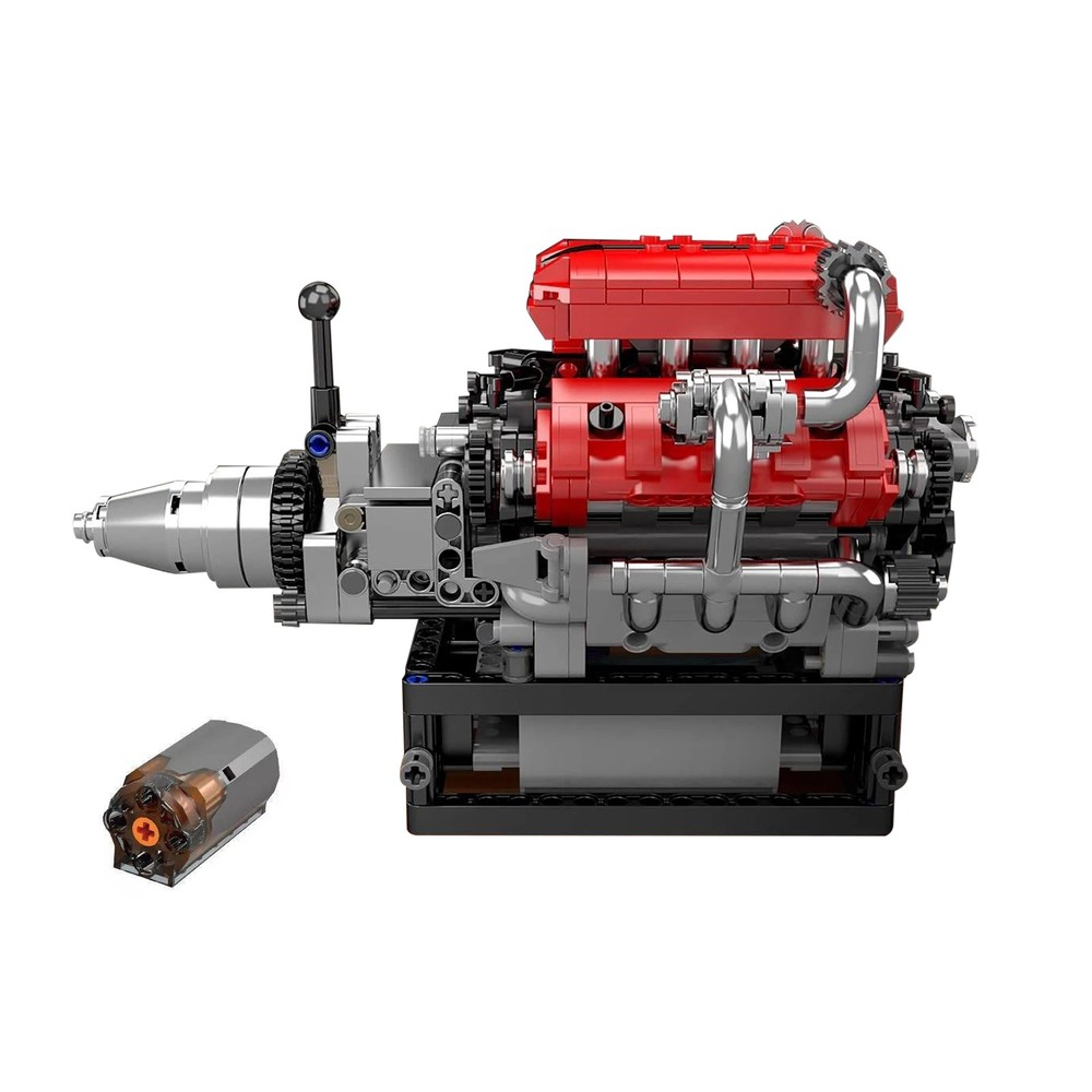 V8 Engine Motor Mechanical Engineering Model Building Block Gift Collection ABS