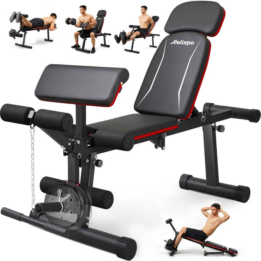 Versatile Adjustable Weight Bench with Leg Curl & Extension, 1200LB Capacity