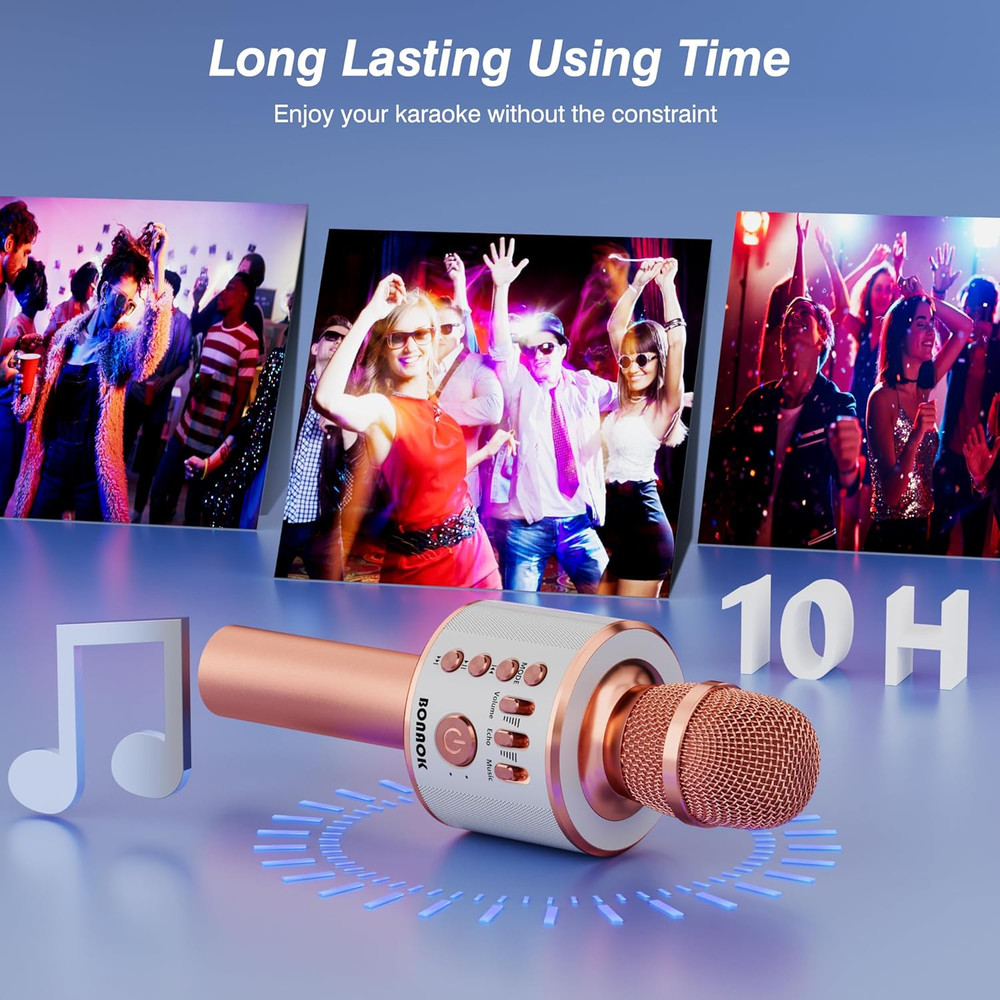 Wireless Bluetooth Karaoke Microphone,3-In-1 Portable Handheld Karaoke Mic Speak