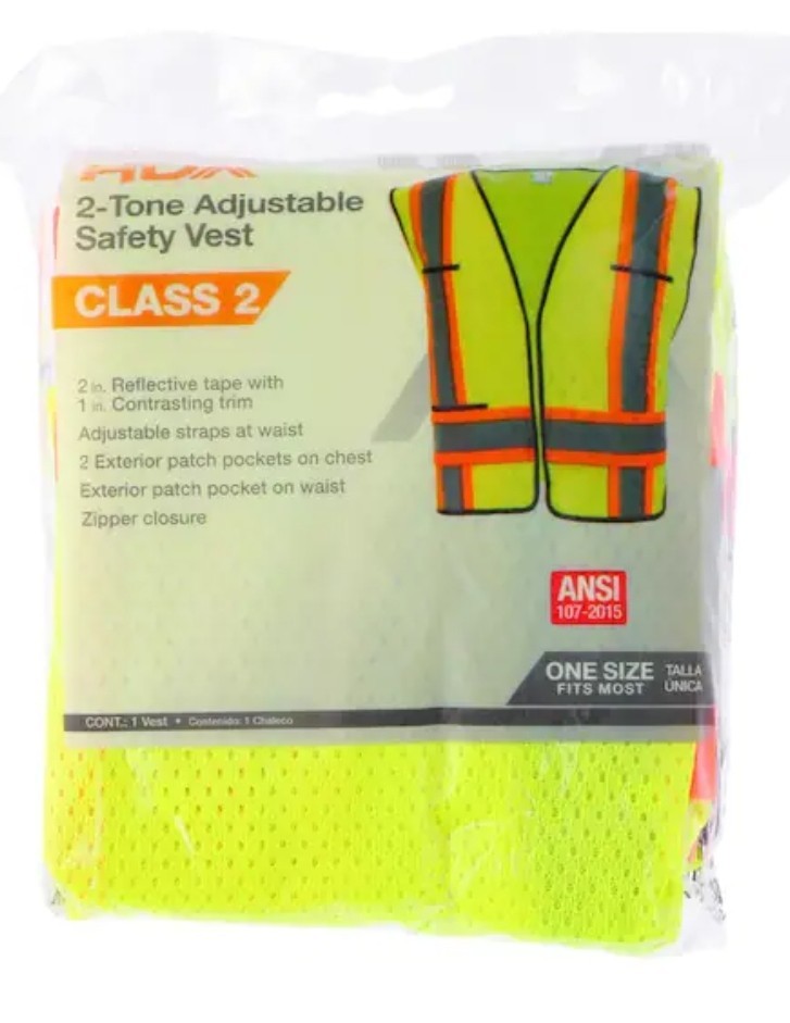 Class 2 Hi Visibility 2-Tone Adjustable Reflective Safety Vest