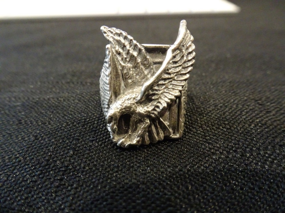 #637-VINTAGE STERLING SILVER EAGLE RING-925-SIZE-8