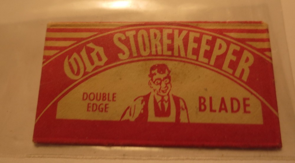 OLD STOREKEEPER  Vtg Safety Razor Blade   PRISTINE CONDITION