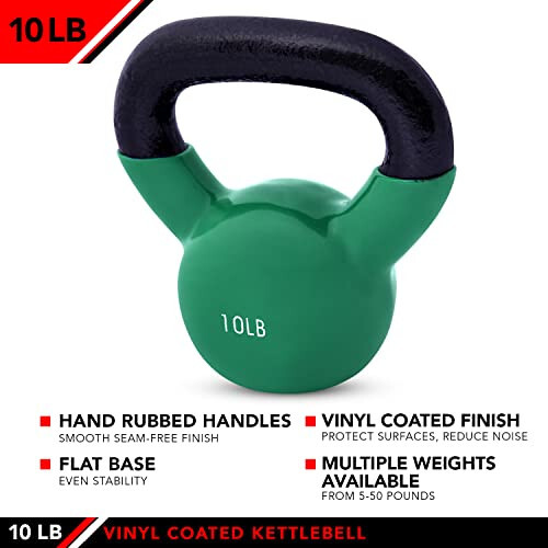 JFIT Kettlebell Weights Vinyl Coated Iron, 10 LB