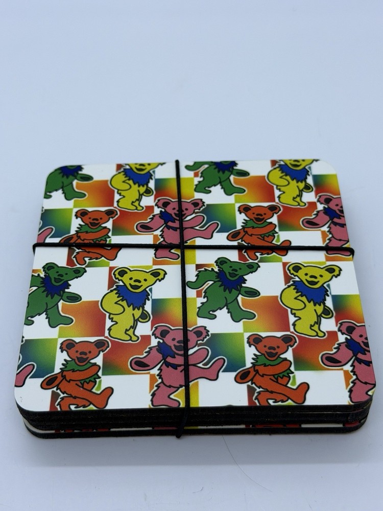 Grateful Dead Dancing Bear’s Set Of Four Coasters. C3