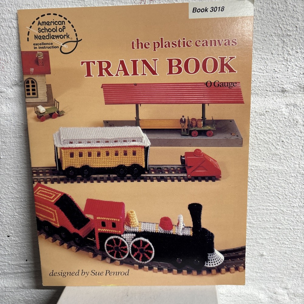 Vintage TRAIN BOOK 9 PIECE SET PLASTIC CANVAS PATTERN BOOK