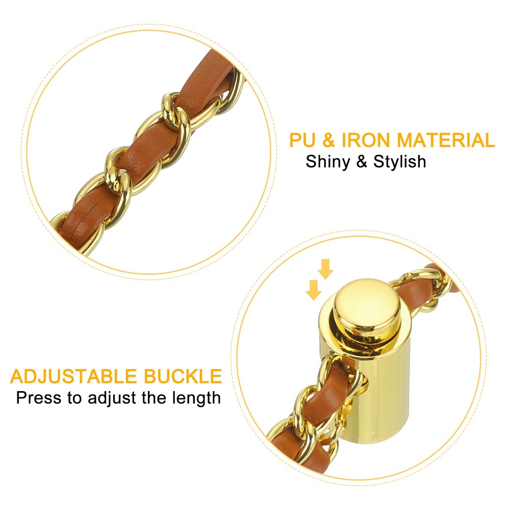 Purse Chain Strap, 55 Inch Adjustable Chains Strap Brown/Gold