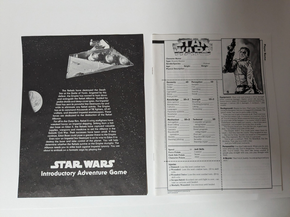 West End Games 1997 - STAR WARS Introductory Adventure Game RPG