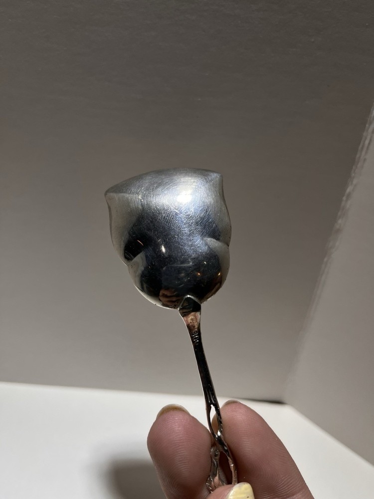 Vintage .800 Silver Sugar Spoon Rose Pattern Marked .800