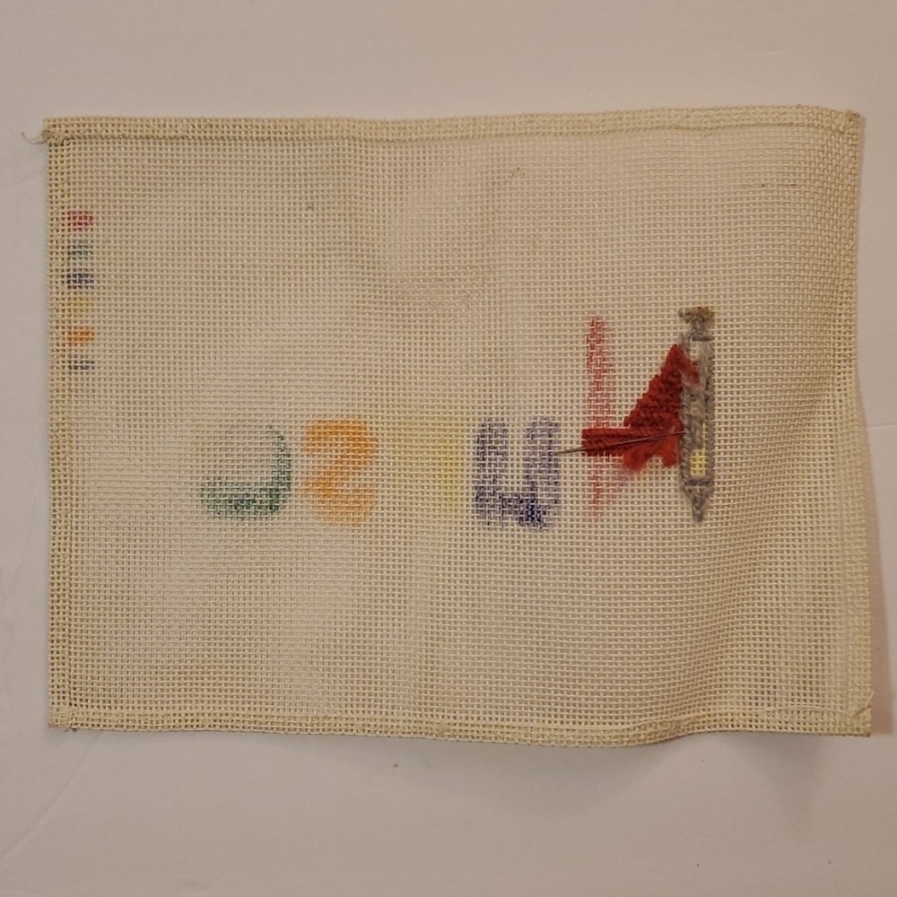 Nurse Needlepoint Canvas 18 ct 8x5 In STARTED Hand Painted