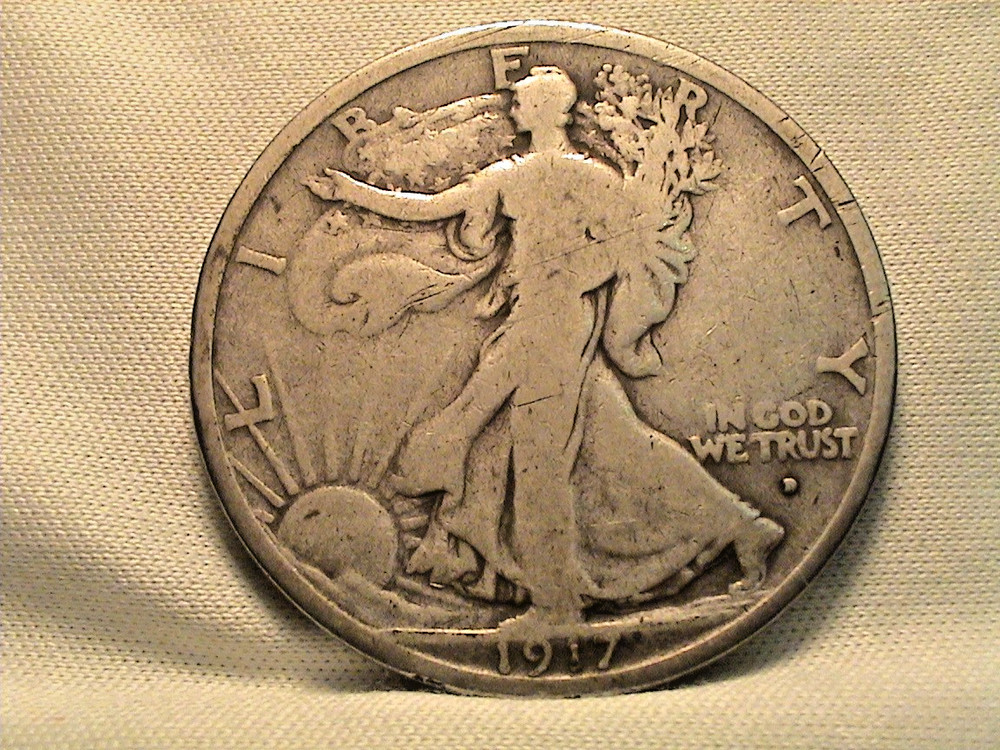 1917-D Walking Liberty Silver Half Dollar Obverse Mint Mark