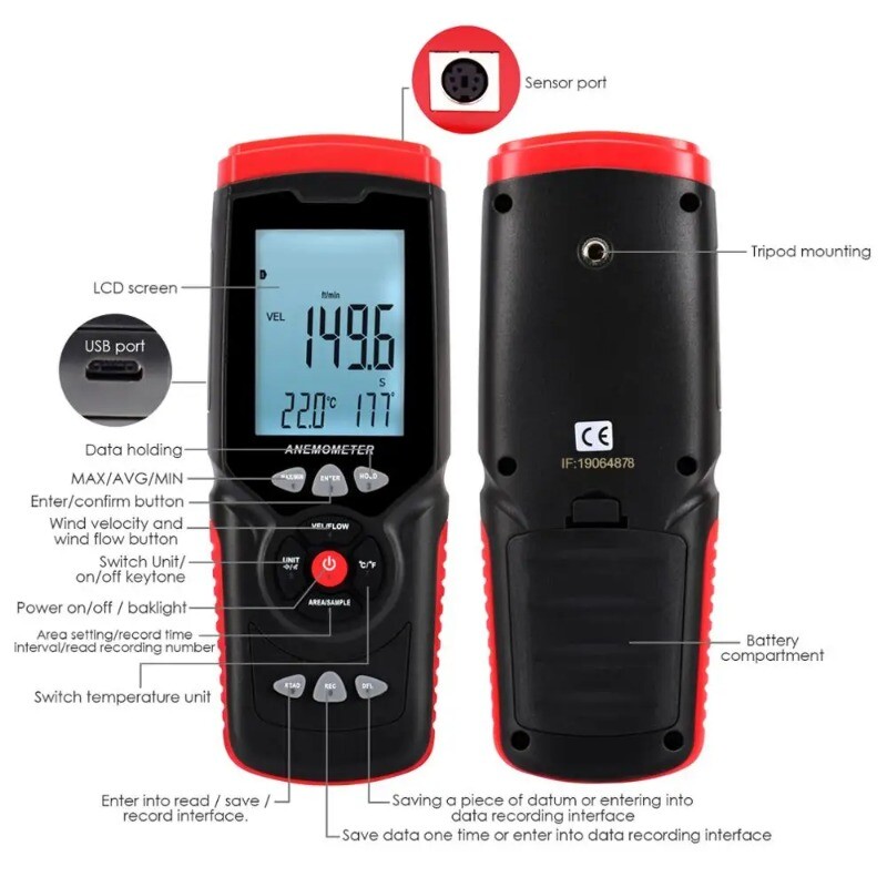 Handheld Wind Detector Telescopic Wind Measurement Anemometer Instruments