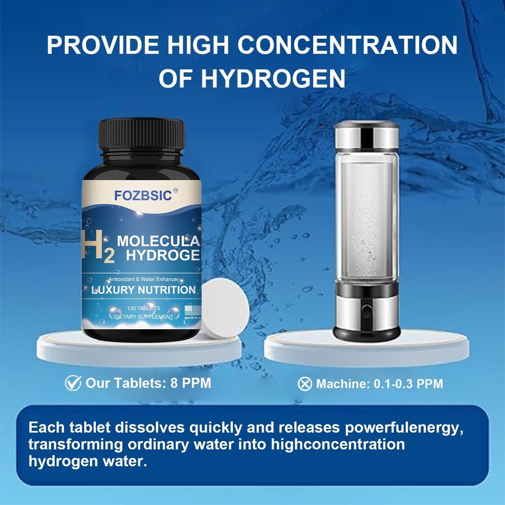 Hydrogen Water Tablets with Magnesium - H2 Molecular Tabs for Drinking Water,...