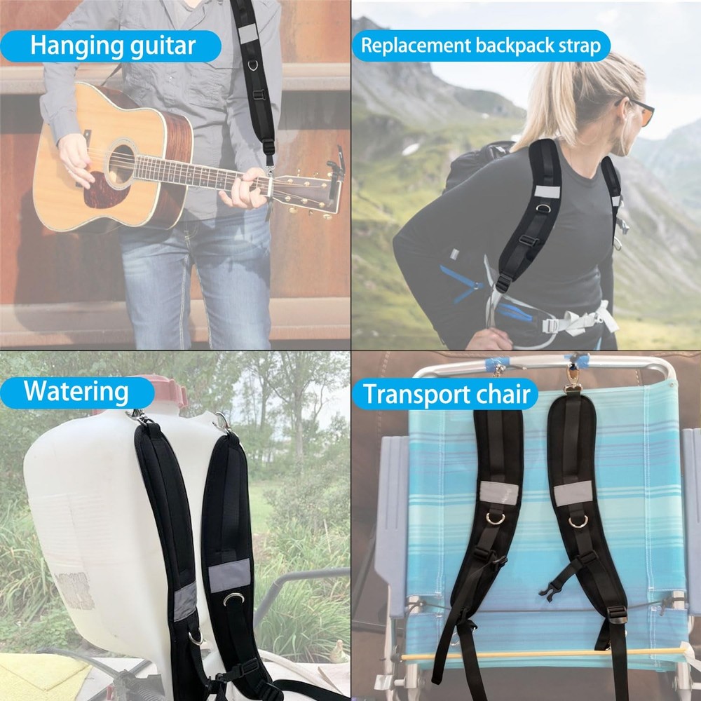 Waterproof Shoulder Strap with Adjustable Belt for Shoulder Bag Backpack Black