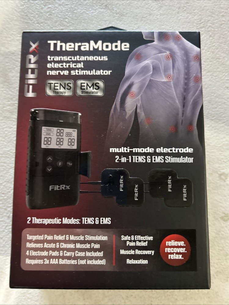 FitRx TheraMode TENS EMS Device Adjustable Intensity Multi-Mode Pain Relief