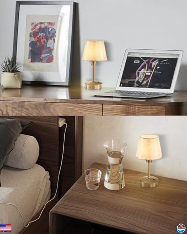 UMEXUS 2-Pack Mini Cordless Table Lamps - Rechargeable Touch-Control Dimmable