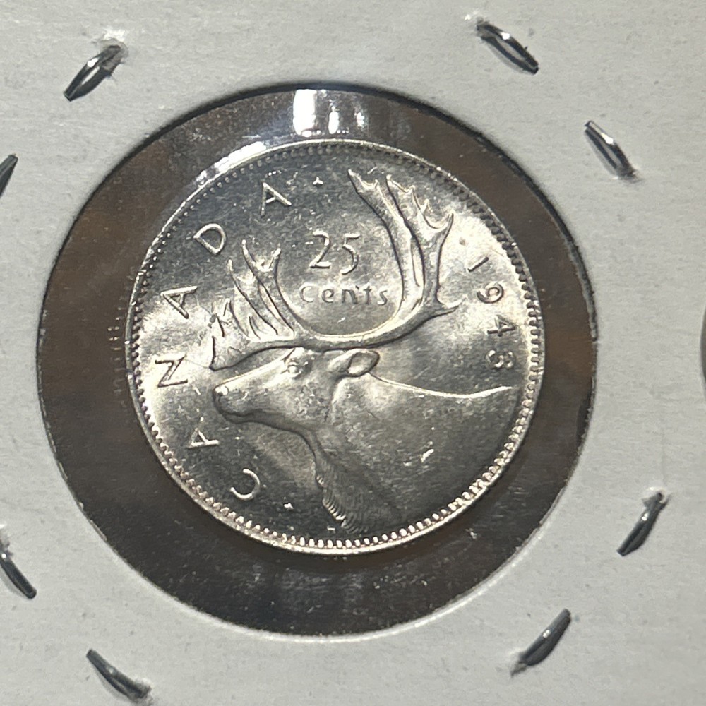 1943 Canada 25 Cents - George VI 80% Silver Uncirculated