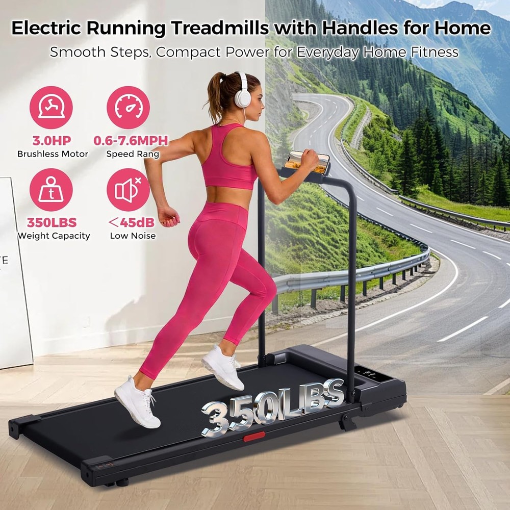 Walking Pad with Handle Bar, 2026 Upgrade Small Walking Pad Treadmill with Incli