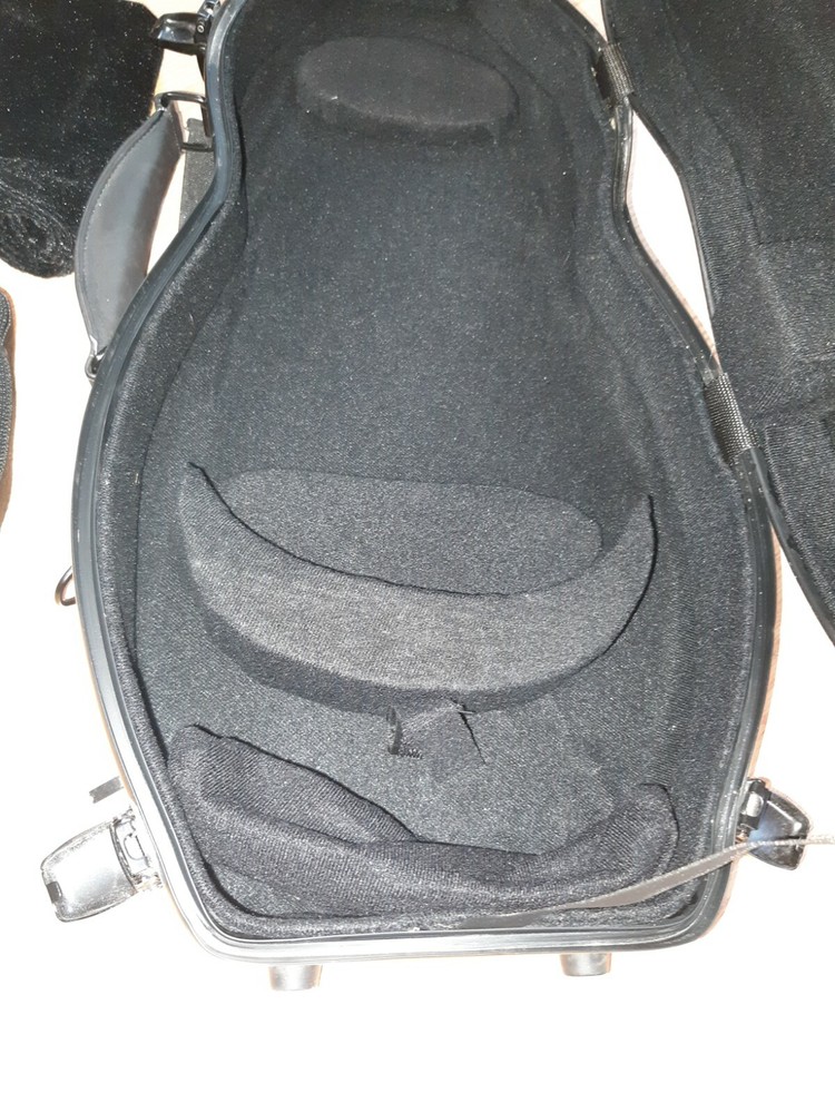 SALE*VIOLIN CASE (CELLO SHAPE) 4/4 BLUE-COMPOSITE SHELL-LIGHT-NO SCRATCH-PROTECT
