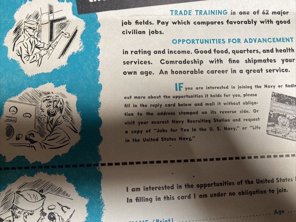 U. S. Navy Recruiting Mailer 1951