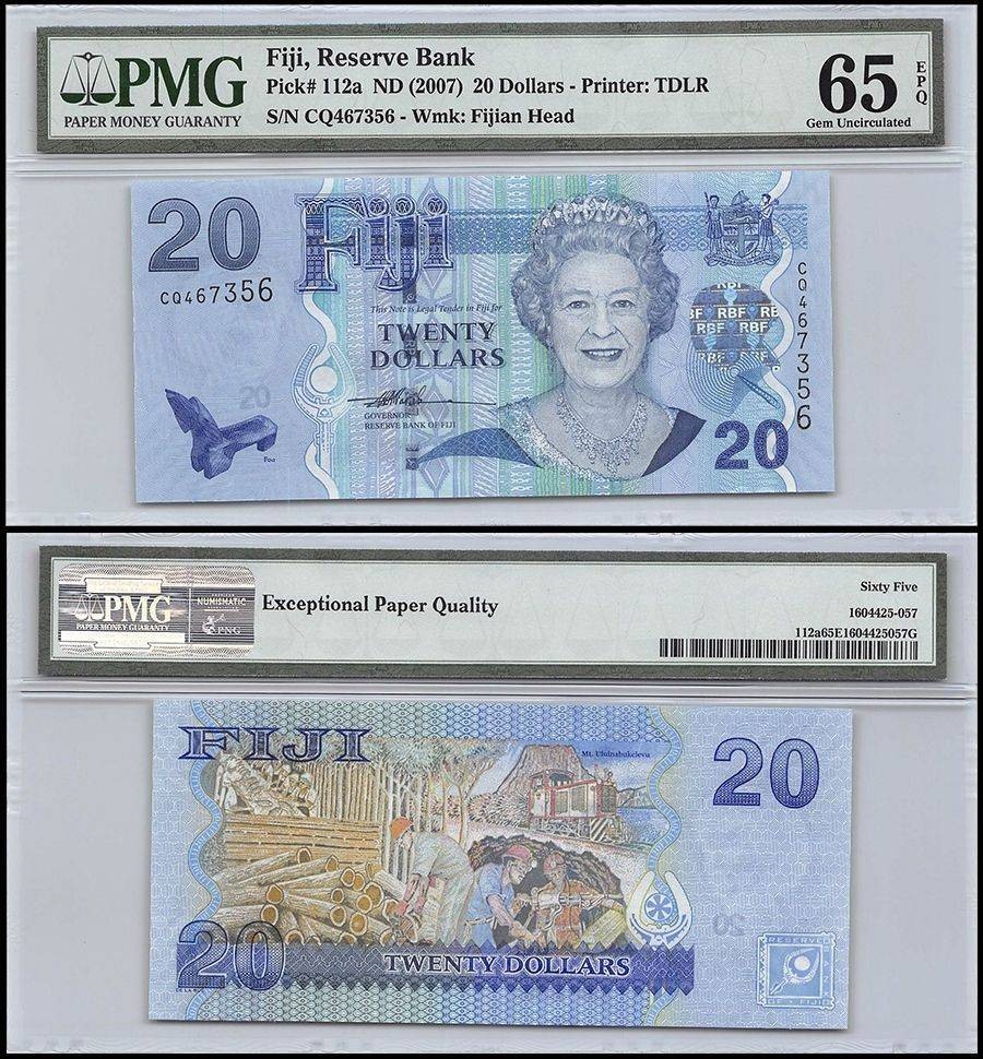 Fiji 20 Dollars, 2007 ND, P-112, PMG 65