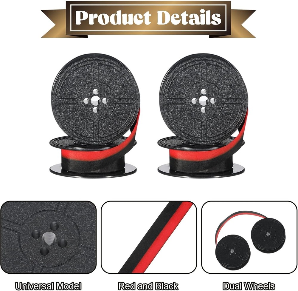 Universal Typewriter Ribbon Twin Spool Replacement Pack - Black Ink (2 Pcs)
