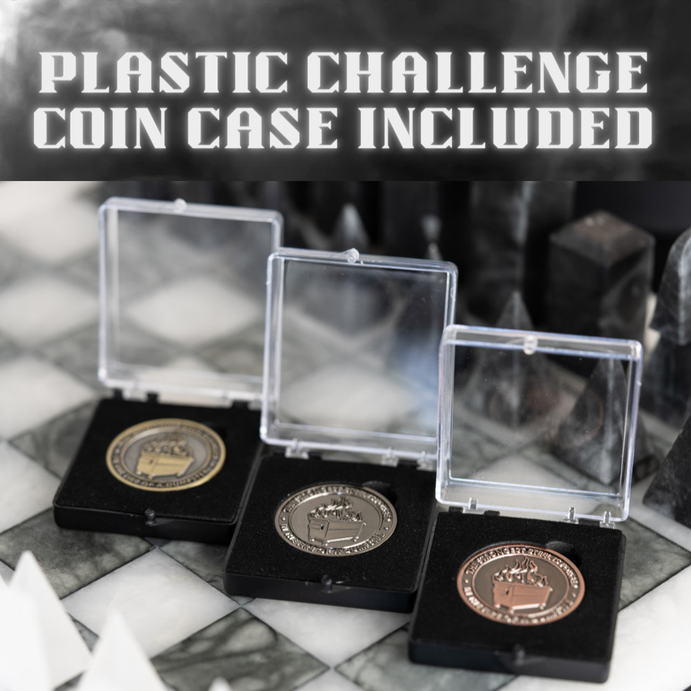 Copper Dumpster Fire Challenge Coin - Two sided design - Case And Bag Included
